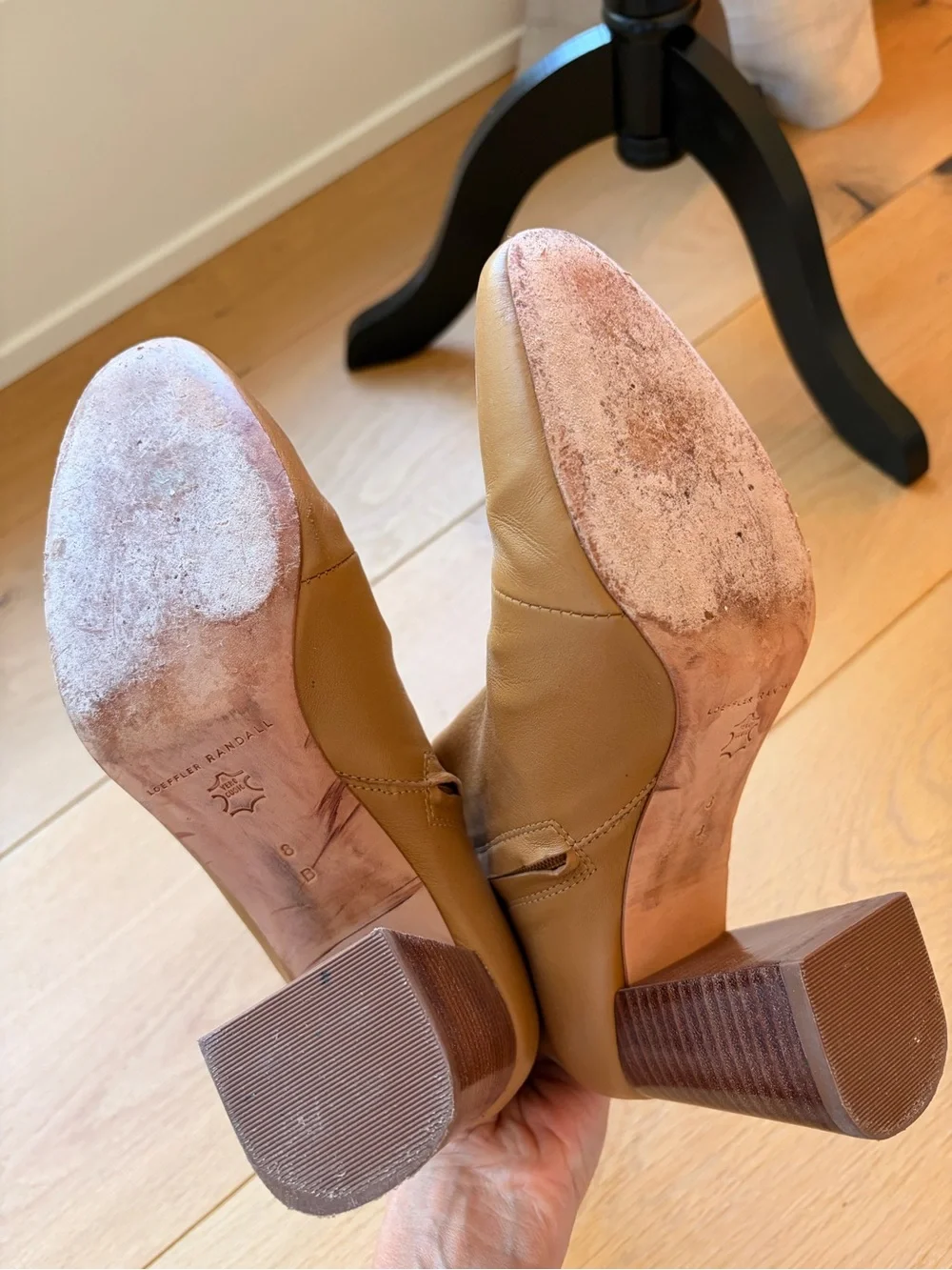 Loeffler Randall Elise Sock Boot Tan Leather Block Heel Ankle Boots sz 8